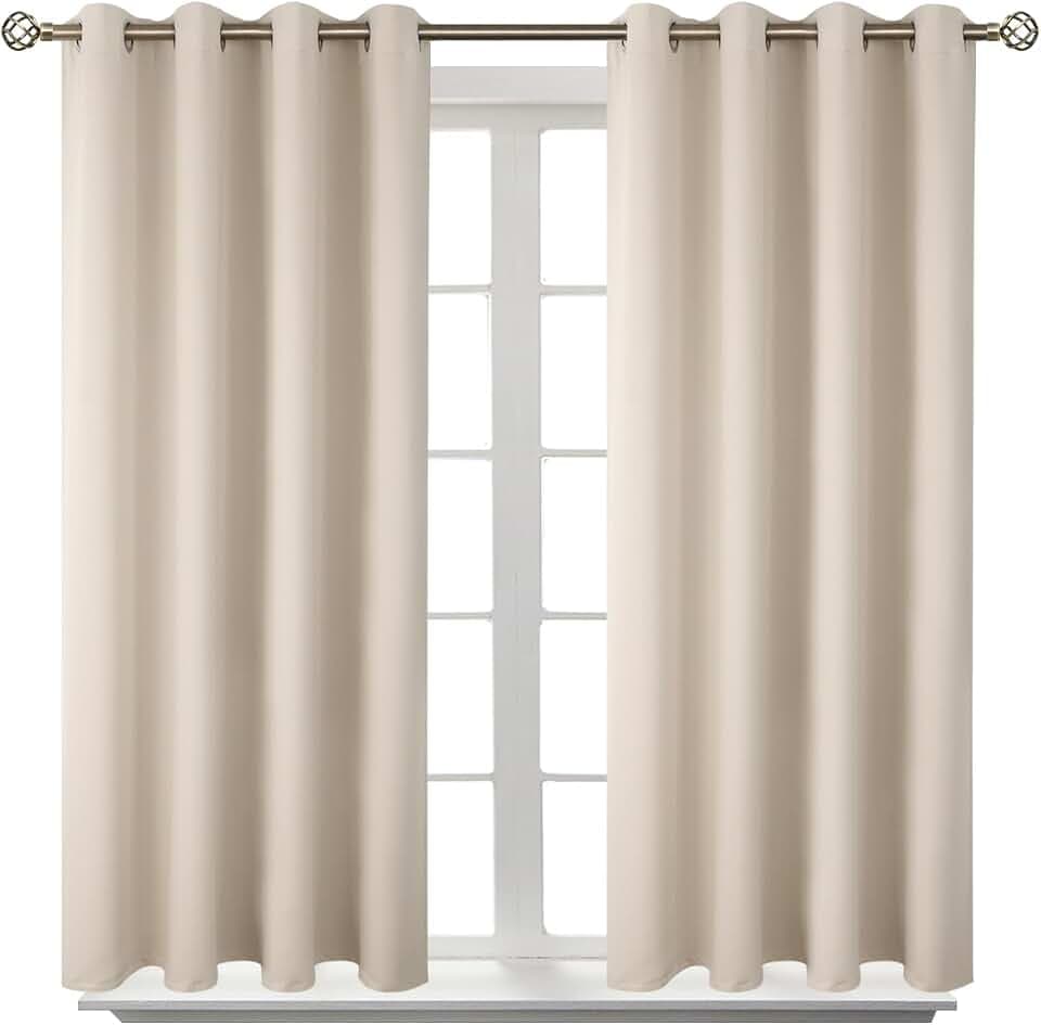 BGment Short Curtains for Small Window 54 Inch Long - Champagne 2 Panels