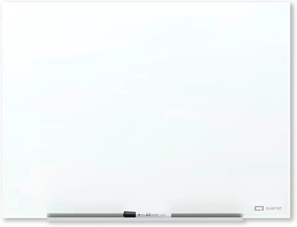 Quartet Magnetic Glass Dry Erase White Board, 4' x 3' Anti-Glare Whiteboard for Wall, InvisaMount Frameless, White (Q014735F01IMW)