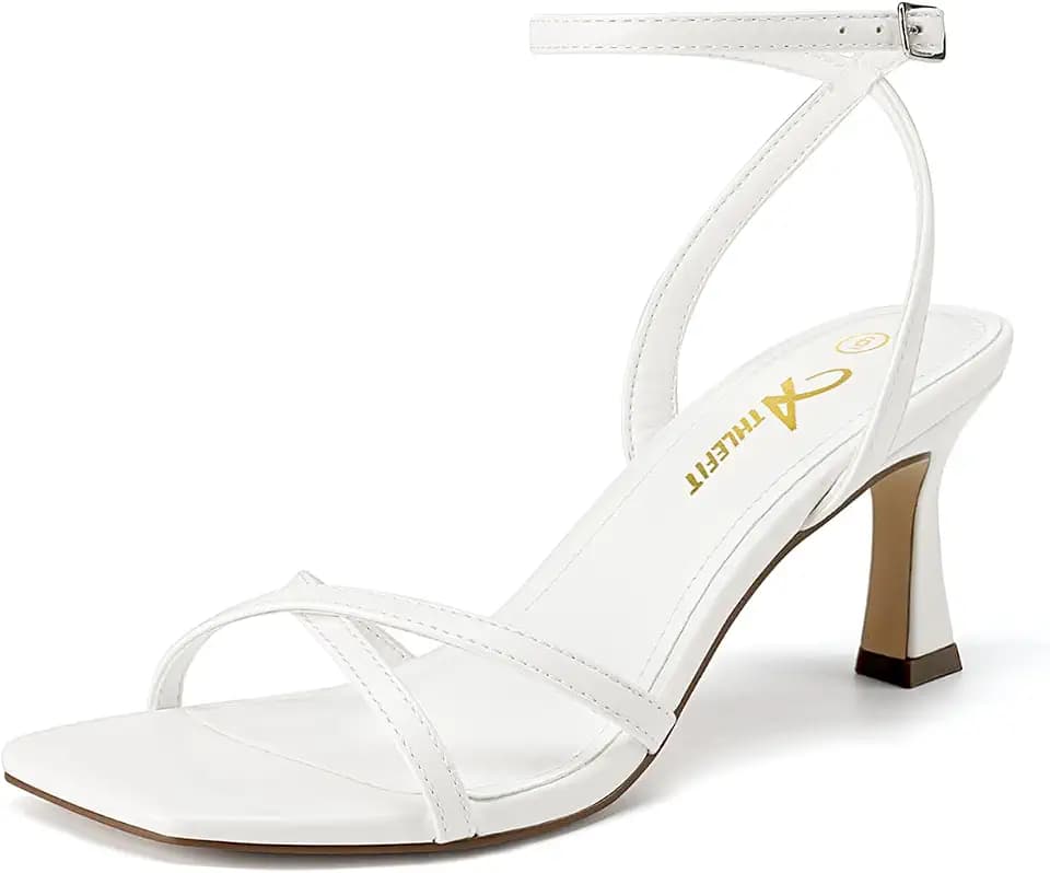 Athlefit Kitten Heels for Women Square Open Toe Strappy High Heels for Prom