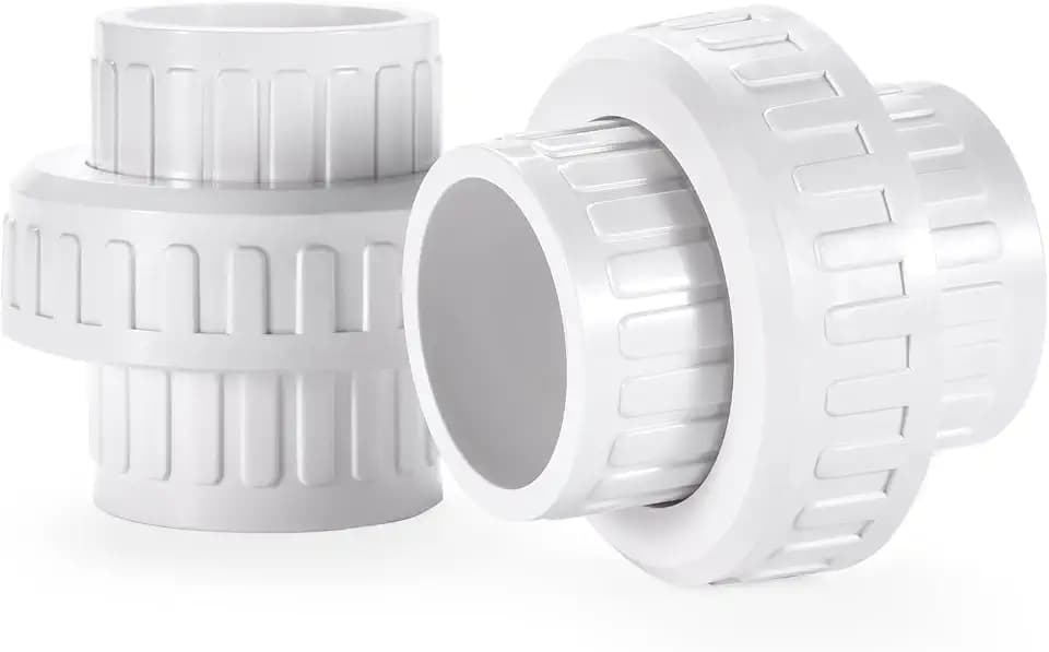VYH 1-1/2" PVC Union Coupling Pipe Fitting,1-1/2" PVC Slip Union Schedule 40, PVC Adapter(Socket x Socket), built-in EPDM O-Ring, White (2 Pack )