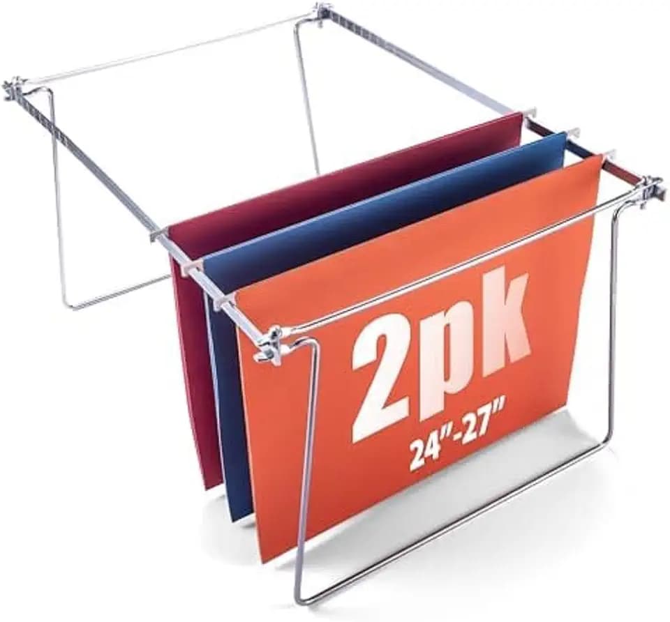 Officemate Hanging File Frame for Letter Size Hanging Folders, Adjustable Steel Drawer Organizer for Desks, Cabinets and Shelves, 24 to 27 Inch, Set of 2