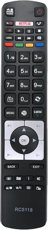 RC5118 Ersatz Fernbedienung Kompatibel mit Telefunken TV XF55A401 XF32D401-W TFLU4317UHD31B TE40282B40Y2H SOMNIA32DESM15 H39V1 EXPTE43B35Z2KSAT D75U400M4CW D50U293N4CW D48F282N4CWI