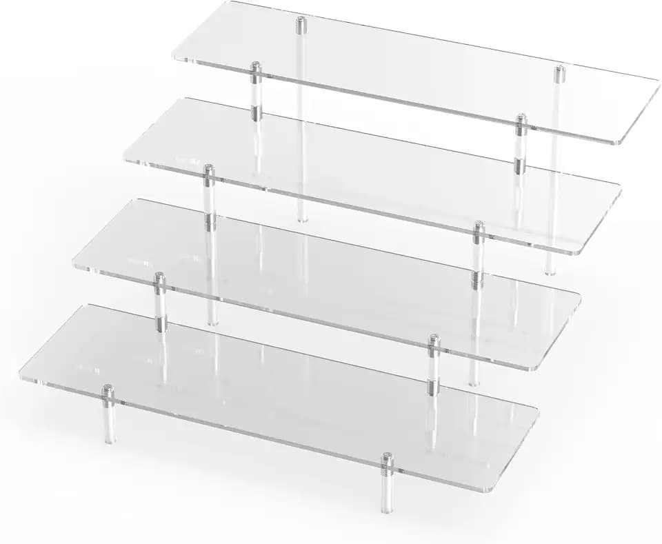 4 Tier Acrylic Display Riser Stand, Clear Perfume Organizer, Cupcake Stand