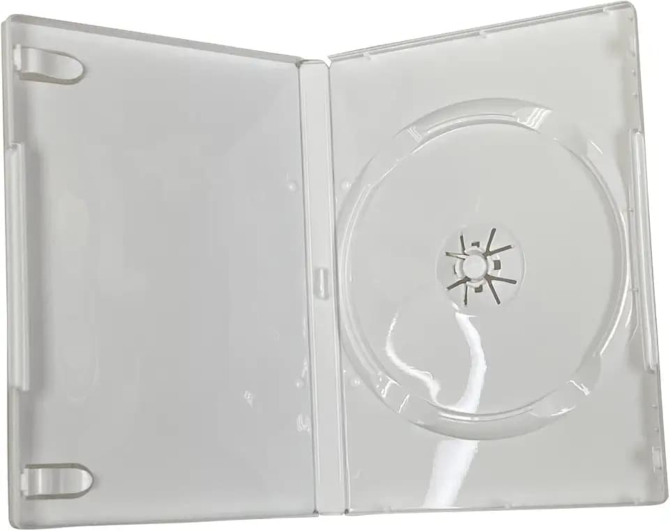 25 Pack Maxtek Standard 14mm White Single Disc CD & DVD Cases with Outer Clear Artwork Insert Sleeve. Compatible for Nintendo Wii Discs.