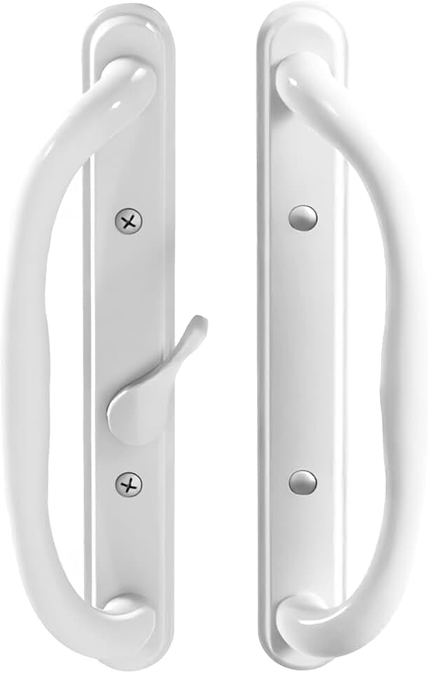 10" Olympus Sliding Patio Door Handle Set, 3-15/16" Hole Spacing, White Diecast Replacement Pull for 1-1/4" to 2-1/4" Thick Doors, Non-Handed Left or Right Install