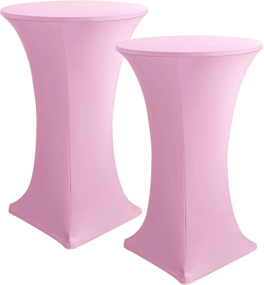 Spandex Light Pink Cocktail Table Covers for 30-32 Inch High Top Pub 2 Pack