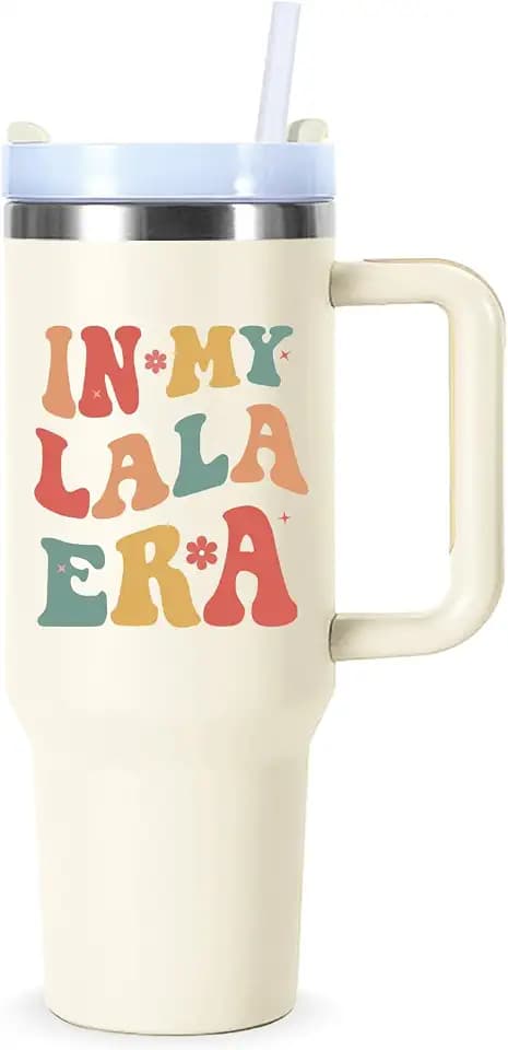 40 oz In My Lala Era Cup Tumbler with Handle.40 oz Lala Gifts for Grandma from Grandkids.40 oz Lala Mothers Day Christmas Birthday Gifts Tumbler with Straw.
