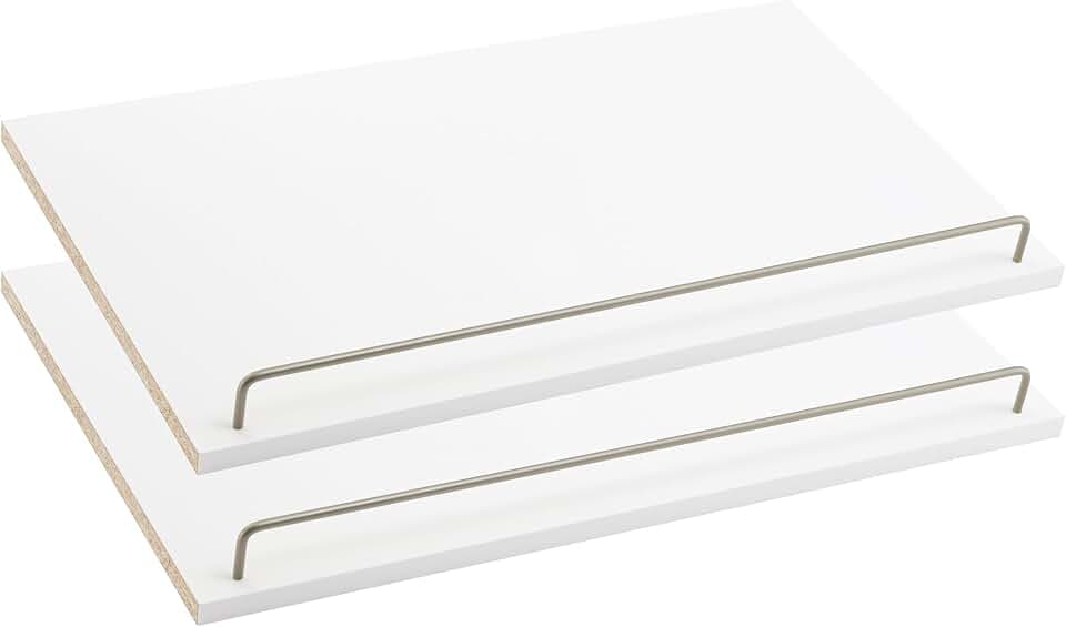 ClosetMaid SuiteSymphony Wood Shoe Shelves Set, Add On Accessory, Angled, Shoe Fence, for 25 in. Units, Pure White/Satin Nickel