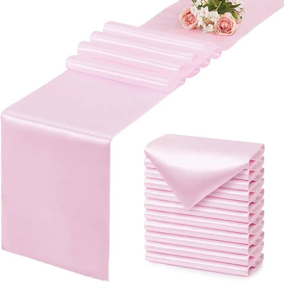Light Pink Satin Table Runner, 12x108 Inches, 12 Pack