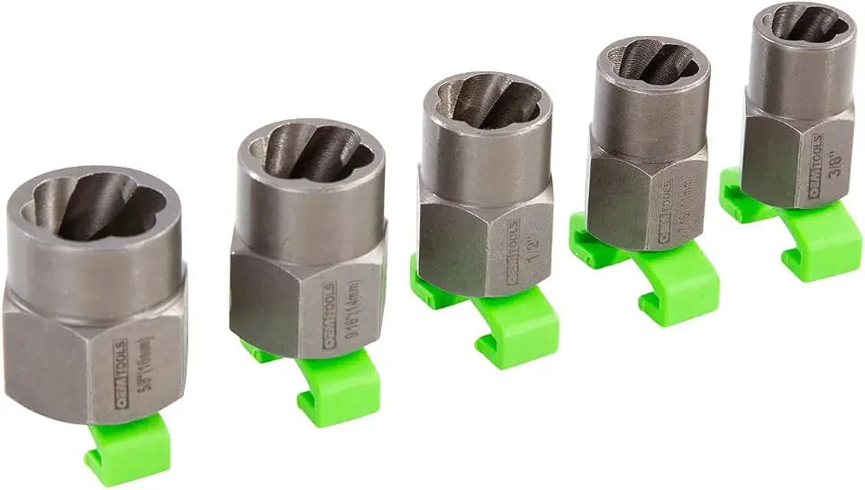 OEMTOOLS 22991 5 Piece Spiral Type Extractor Add-On Set, Universal Stripped Bolt Extractor, Bolt Extractor Socket Set, Stripped Bolt Socket Kit 5 Pack