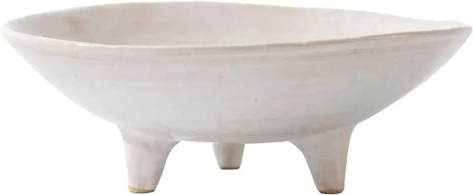 6" Small Decorative Bowl, Multi-Purpose Decorative Bowls for Keys, Candy and Home Decor, Ceramic Bowl (Retro White)