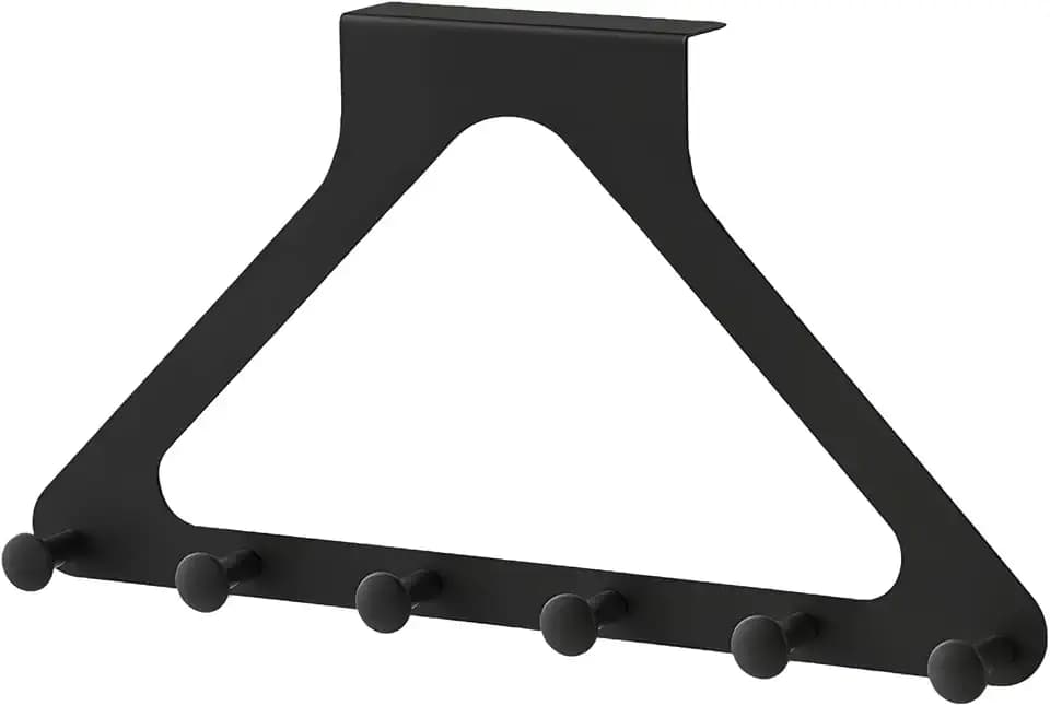 Over The Door Rack for Hanging Clothes, Towel Hooks for Bathroom Over Door Heavy Duty, Over The Door Organizer with Hooks (Black)