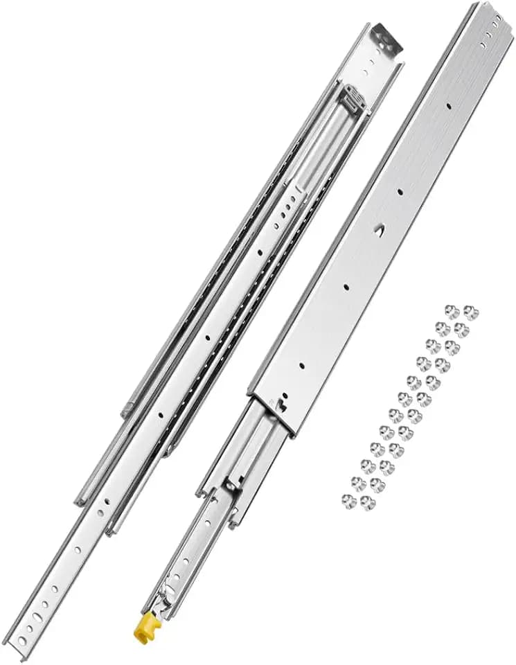 VEVOR Heavy Duty Drawer Slides, 1 Pair 36inch Locking Drawer Slides, 500lbs Load Capacity, Side Mount Ball Bearing Drawer Glides, Full Extension Industrial Locking Rail