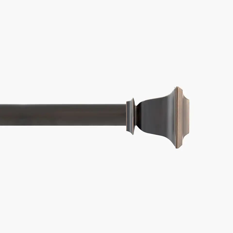 Deco Window Curtain Rods for Windows 44 – 120 Inch, 1 Inch Heavy Duty Extendable Metal Drapery Rod, Adjustable Curtain Rod with Decorative Quatro Finials for Living Room Bedroom, Imperial Bronze