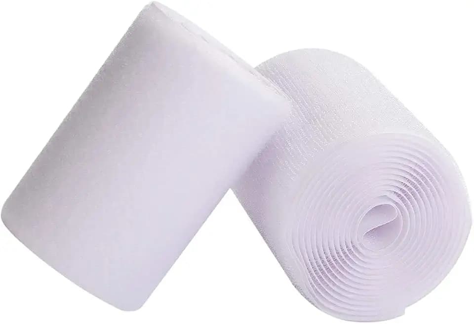6'' Width x 2 Meters Length White Sew On Hook and Loop Tape Fastening Nylon Fabric Tape (White, 6 Inch x 2Meters)