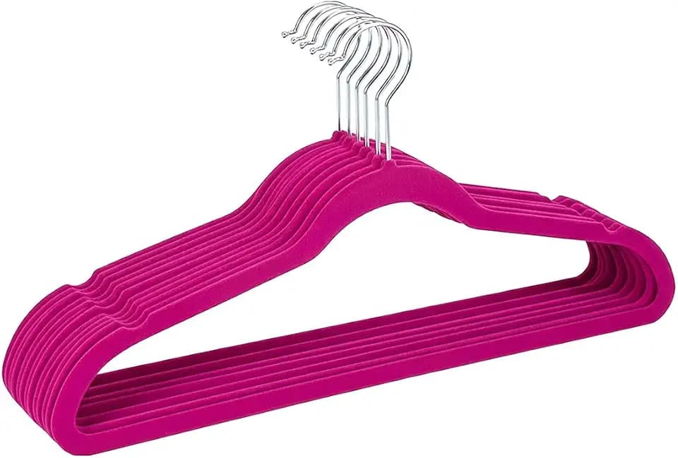 Simplify 10 Super Slim Velvet Huggable Hangers in Fuchsia