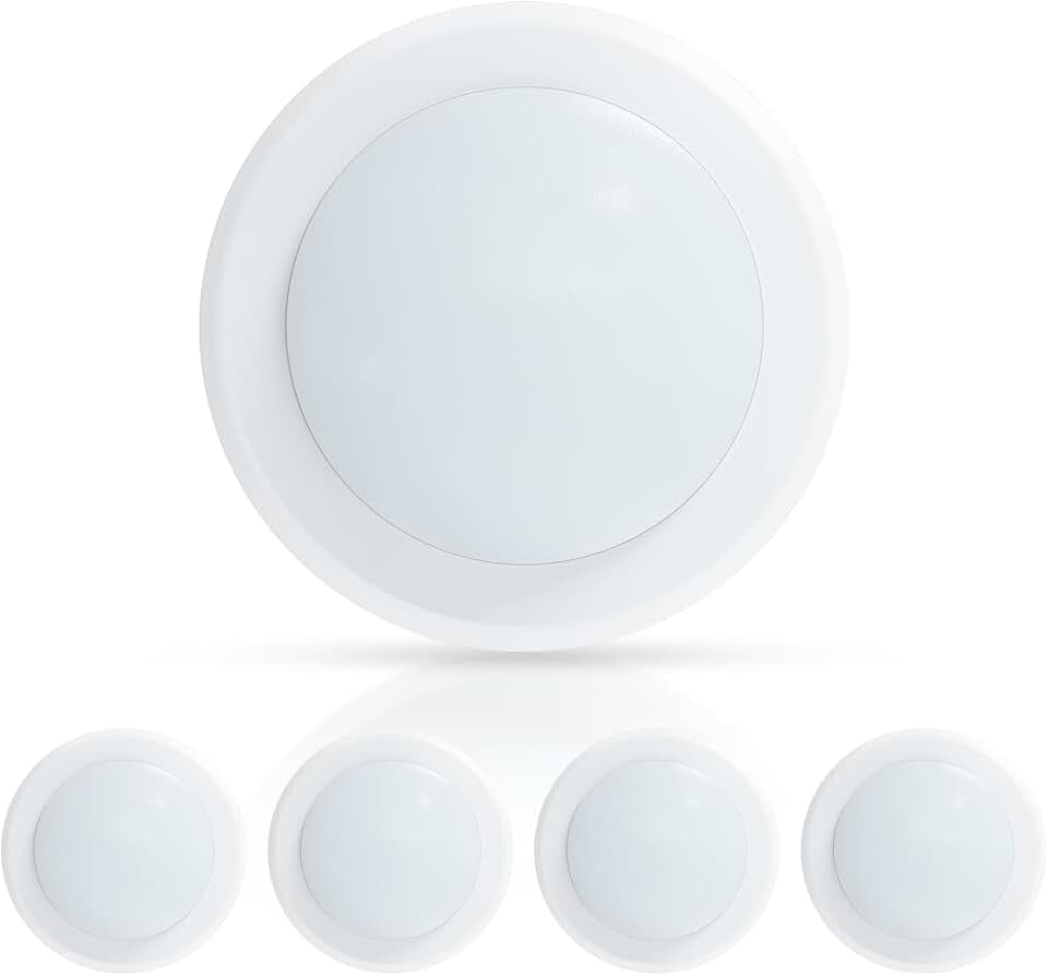 ECOELER 6" LED Flush Mount Ceiling Light, Dimmable Surface Mount Disc Light for 3.5" & 4" J-Box or 5/6" Recessed Can, Aluminum Trim, 16.5W 1000Lm, 4000K Cool White, ETL Listed, 4Pack