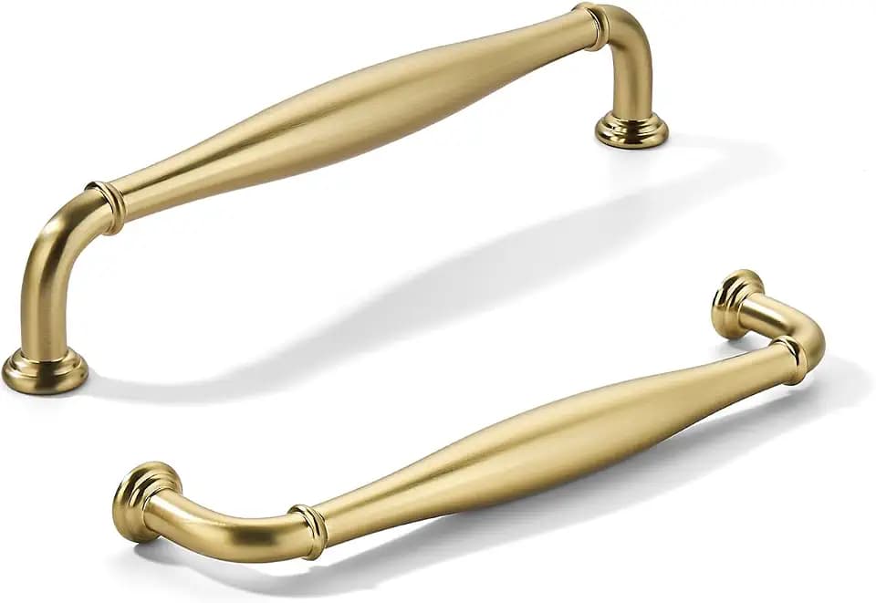 khtumeware 10 Pack 5inch(128mm) Hole Center Champagne Bronze Cabinet Pulls Solid Heavy-Duty Honey Bronze Tradition Handles Hardware for Bathroom Dressers Pull cabinets