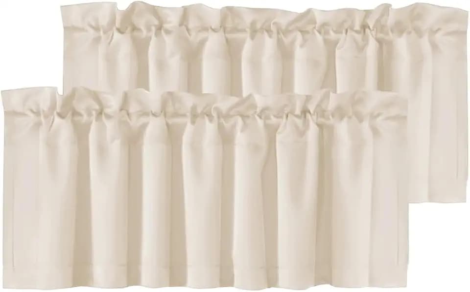 H.VERSAILTEX 2 Panels Blackout Valances for Small Windows Thermal Insulated Short Curtains Privacy Decorative Rod Pocket Shade for Kitchen/Living Room/Cafe/Bathroom/Laundry,52" W x 18" L,Natural