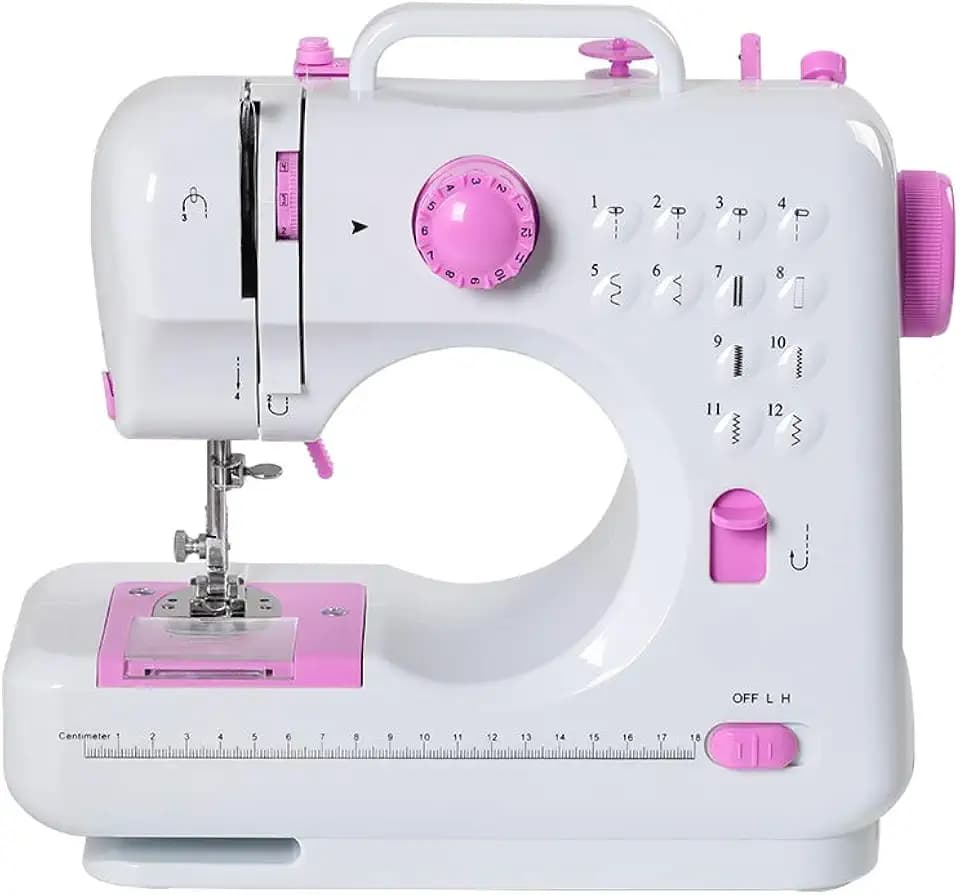Sewing Machine Mini Portable Electric Portable Household Overlock 12 Built-in Stitches with Foot Pedal for Amateurs Beginners Embroidery Safety