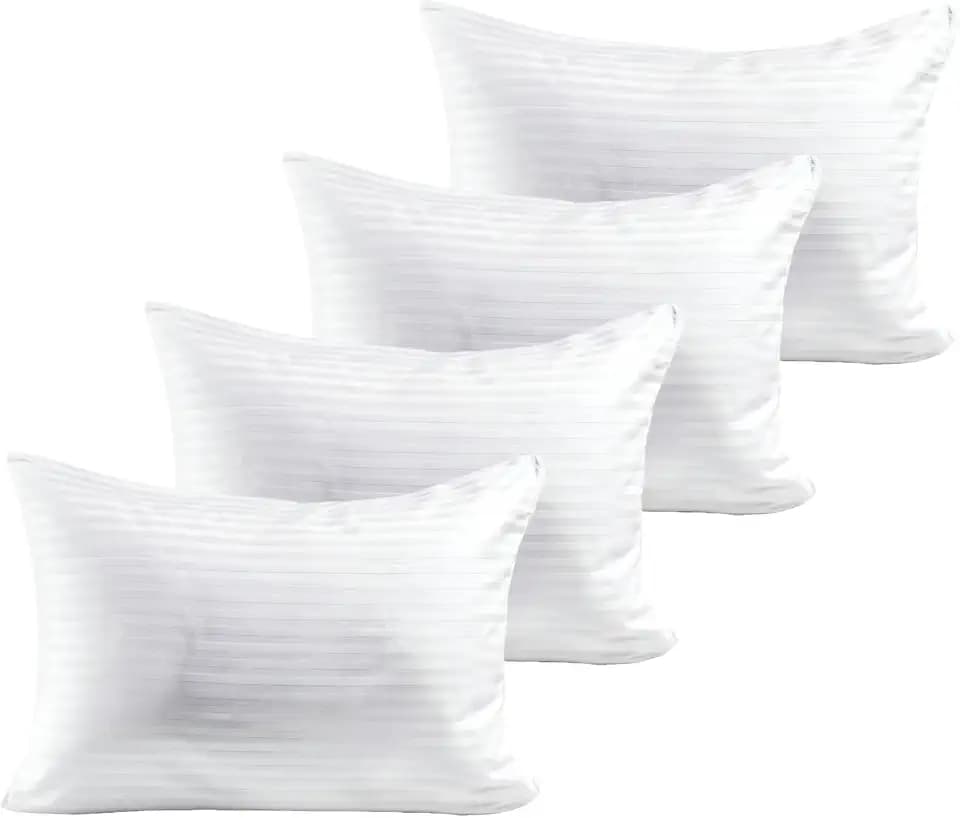 100% Cotton 600TC 4PC Pillow Protectors with Zipper Queen Size Hypoallergenic Breathable Hotel Collection Pillow Covers Ultra Soft 20 x 30 Inches Pillowcases