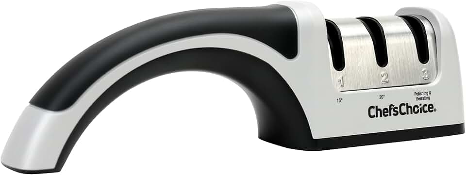 Chef'sChoice Manual Knife Sharpeners for 15- and 20-Degree Straight-Edge and Serrated Knives with Diamond Abrasives Precise Angle Control & Compact Footprint, 2-Stage, Gray