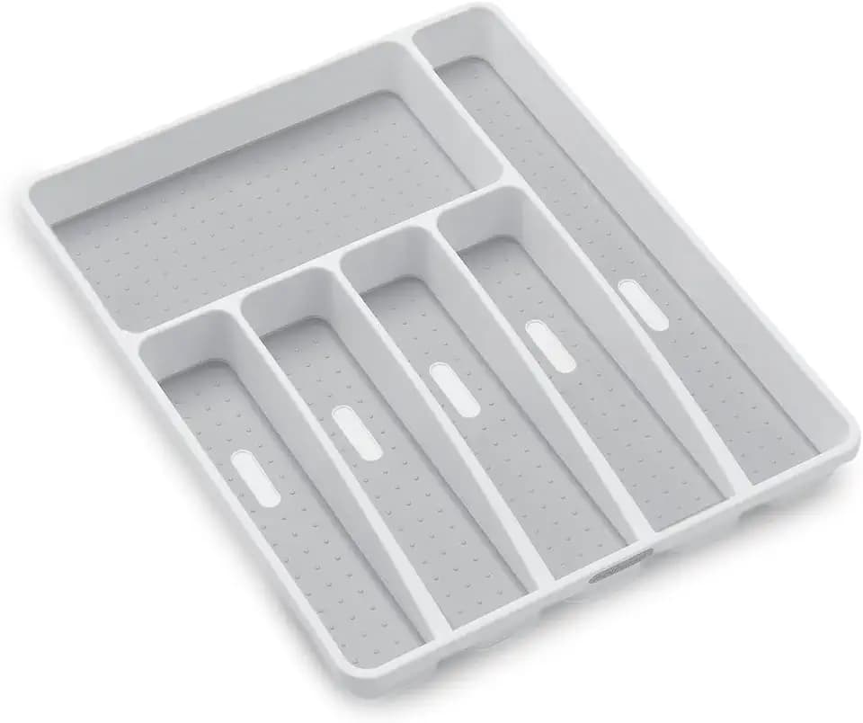 madesmart Classic 6 Compartment Silverware Tray, White