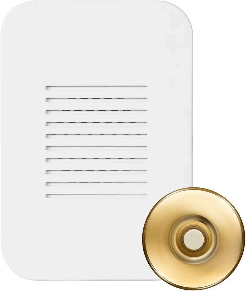 PrimeChime Plus 2 Mini- Video Compatible Doorbell Chime Kit with Polished Brass Stucco Button (PRMC1120SBPB)