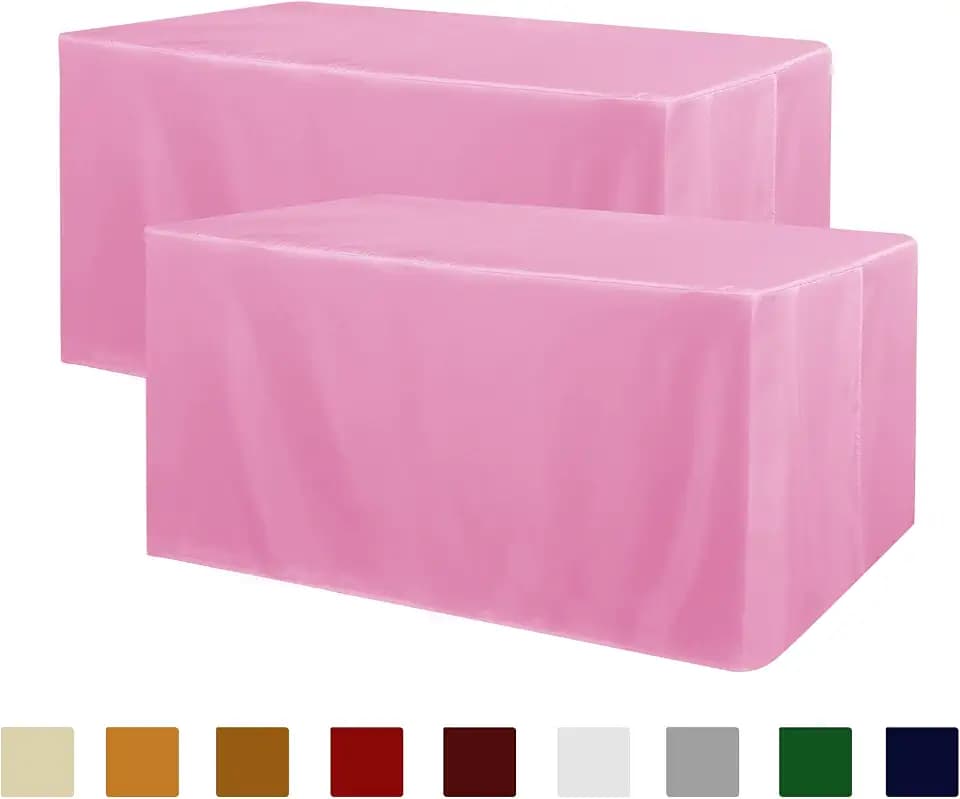 Obstal 2 Pack Table Clothes for 4 Foot Rectangle Tables, Pink