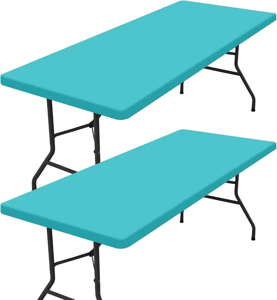 homing 2 Packs 8 Foot Rectangle Turquoise Elastic Fitted Table Cloth