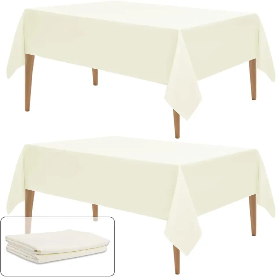 WIGENIUS 2 Pack Ivory Table Cloth Rectangle 60X102 Inch Tablecloth Fit 6FT