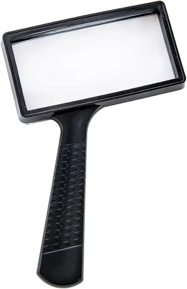 Large Rectangular Handheld Magnifying Glass,5X Magnification,4x2inches Handheld Magnifier,Scratch Resistant Glass Lens,Large Horizontal Viewing Area,for Seniors Reading,Hobbies,Repai, Observation