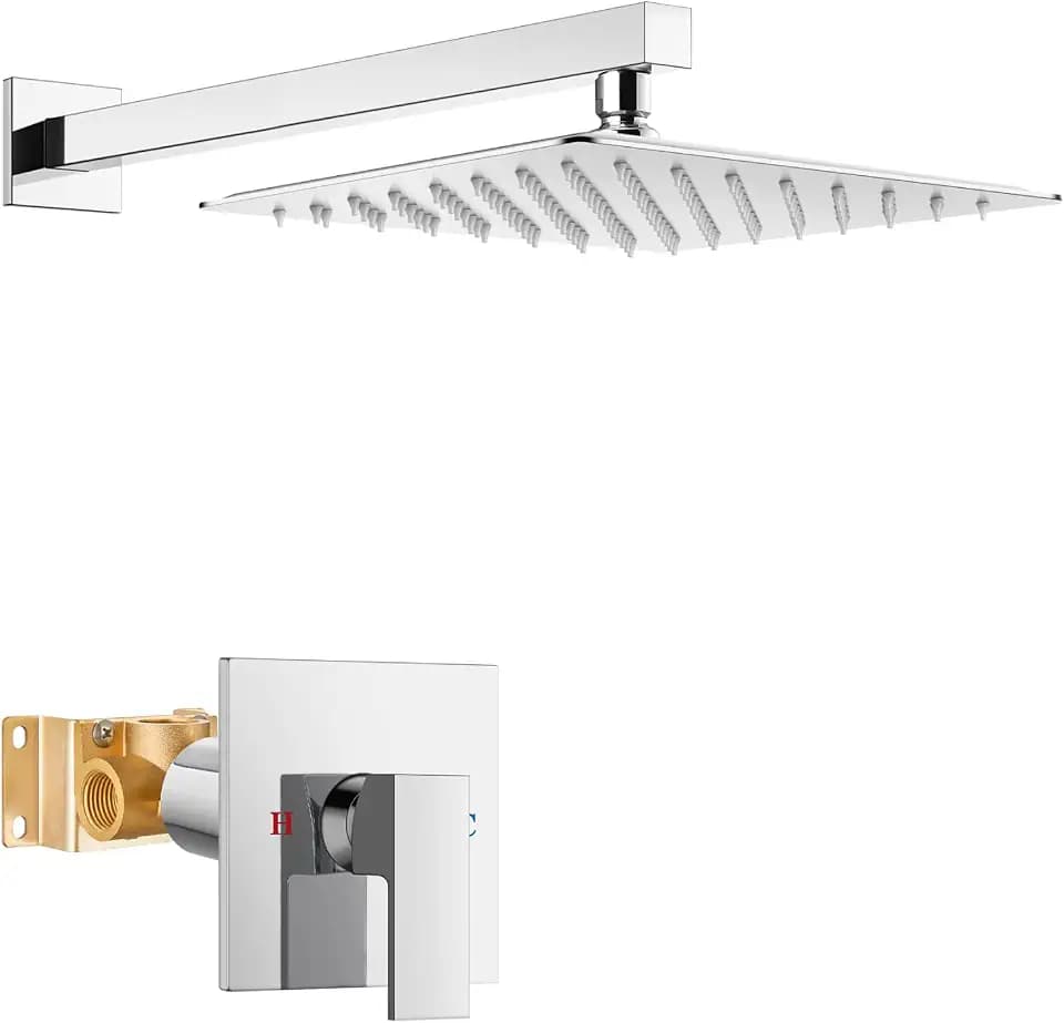Airuida 10 Inch Chrome Polish Shower Faucet Set,Shower Valve Kit