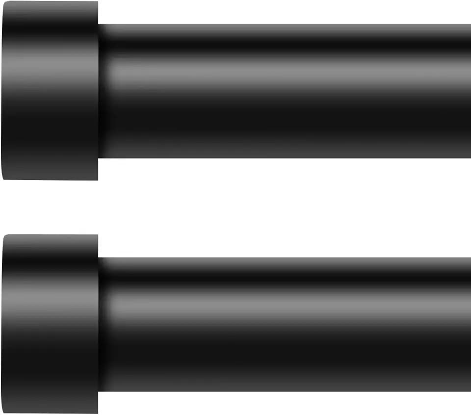 VOIIY 2 Pack Black Curtain Rods for Windows 66 to 120 Inch(5.5-10 Feet),1" Diameter Drapery Rods with Modern Style End Cap Finials,Size:36-120 Inch