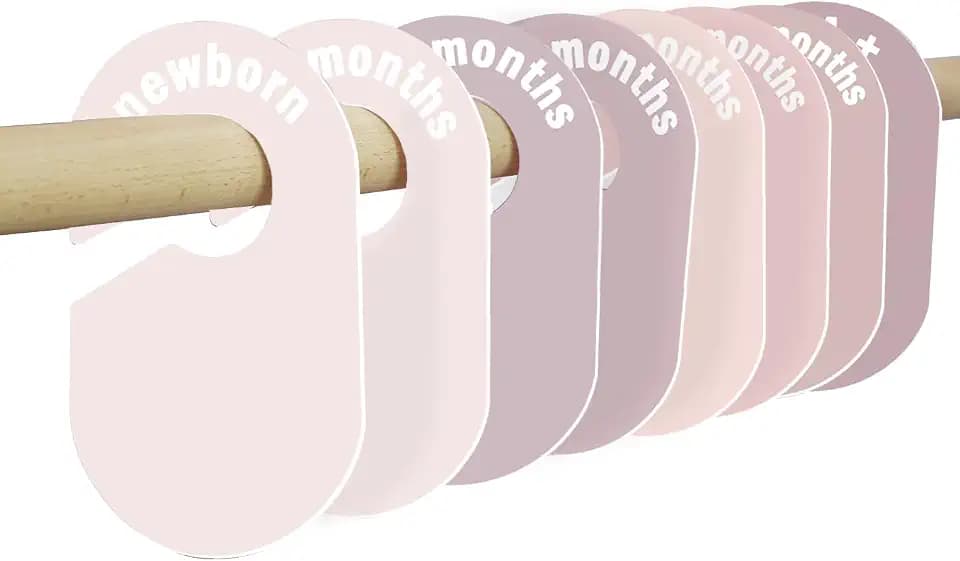 8 Pack Baby Closet Dividers – Pure Green Nursery Organizer for Baby Clothes 0-24 Months, Closet Size Markers, Baby Clothing Organizer for Nursery (blush)