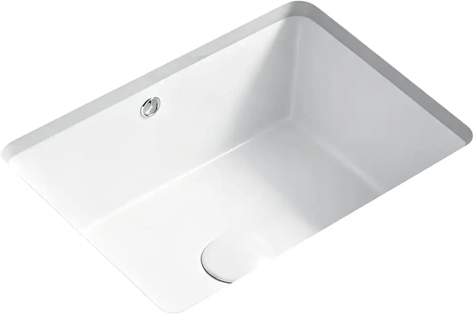 16" Undermount Bathroom Sink Small White Porcelain Rectangular w/Overflow