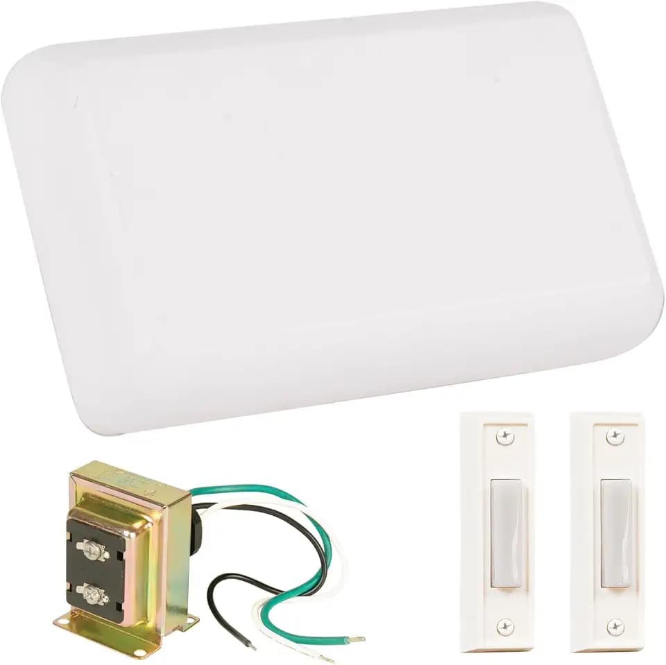 Craftmade CK1000-W Builder Chime Kit includes White Door Chime, T1610 Transformer, 2 White Buttons