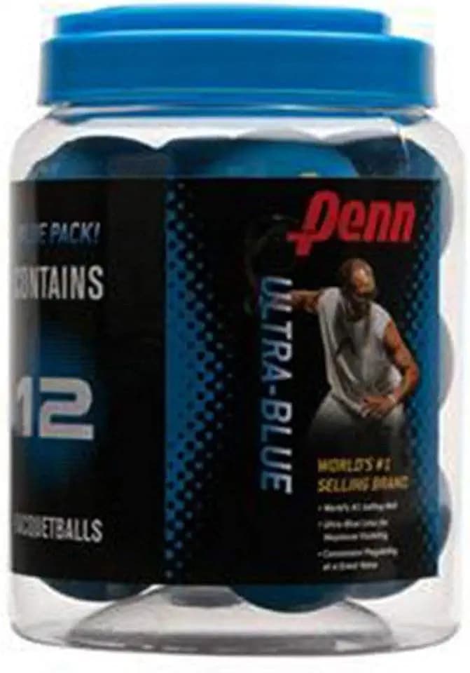 Penn Ultra Blue Racquetballs, 12-Pack High-Bounce Rubber Balls for Racquetball & Dog Fetch