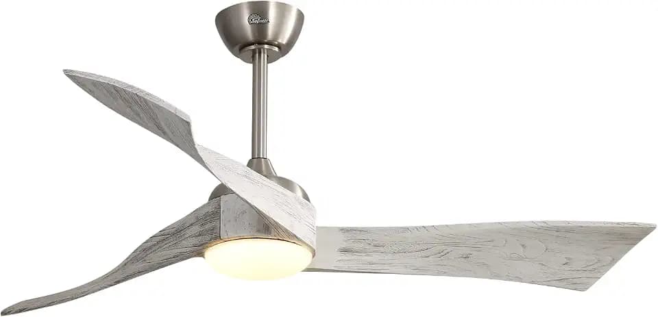 Sofucor 52 Inch Ceiling Fan with Light and Remote, Large 3 Solid Wood Blade