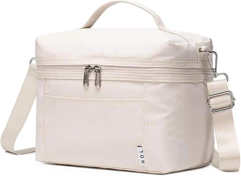 NOL 4L Insulated Lunch Bags for Women Cooler Bag Lightweight Nylon Waterproof Lunch Box For Work (Small, Cream)