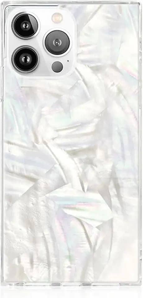 Flaunt Official Square iPhone 15 Pro Max Case - Geo White Mother of Pearl