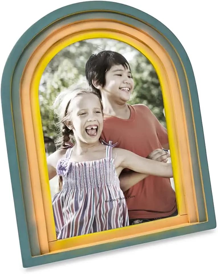 Isaac Jacobs 4x6 Vertical Rainbow Arc Resin Picture Frame, Gradient Design