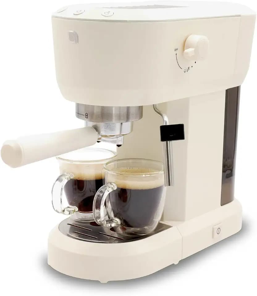 WILLOW Eco Series Espresso Machine with Milk Frother & Built-In Tamper, 15 Bar Coffee Maker with Hot Water Dispenser, 40oz Tank for Cappuccino & Latte - CREAM WHITE