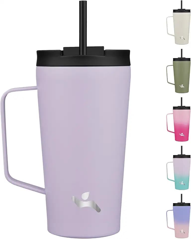 Konokyo 18 oz Insulated Tumbler with Handle & Straw, Stainless Steel Mug