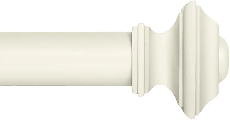 Ivilon Drapery Window Curtain Rod Set - Square Design 1 1/8 Rod. 28 to 48 Inch. Ivory/White