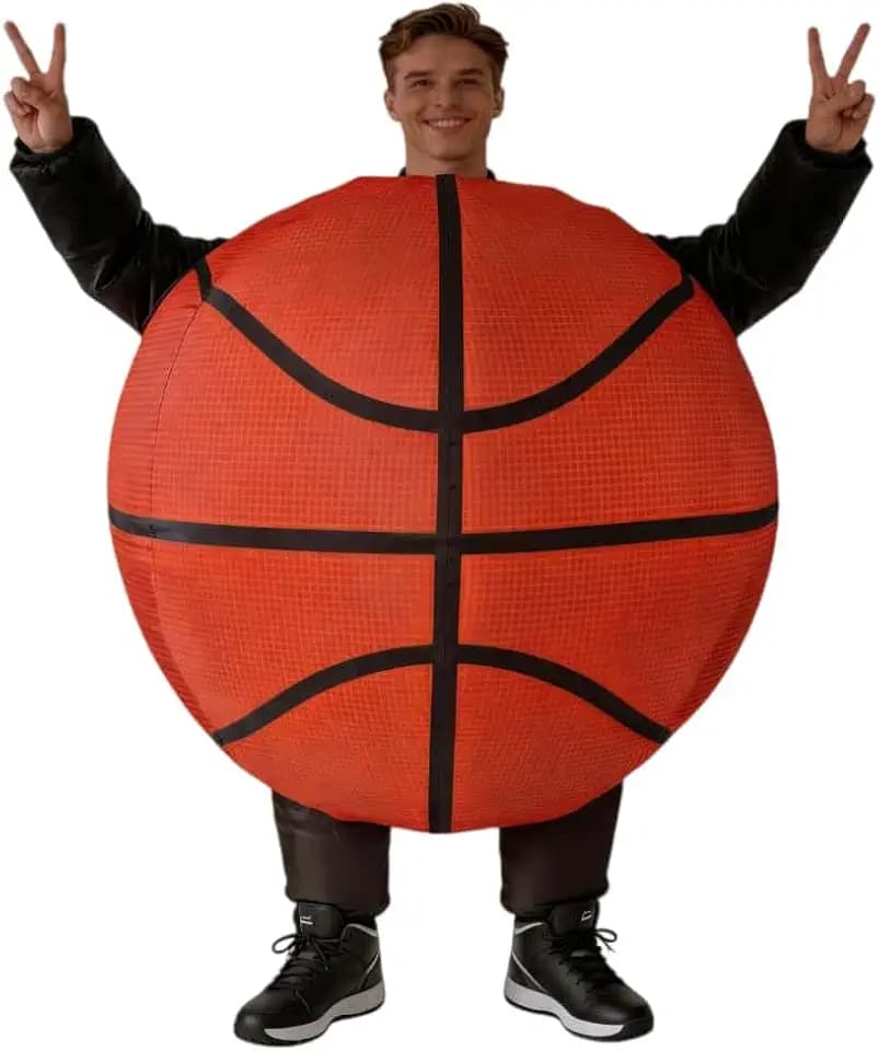 Lormaka Inflatable Basketball Costume for Adults, Funny Blow Up Suit, One Size Fits Most, Orange, Halloween Cosplay, Sports Party