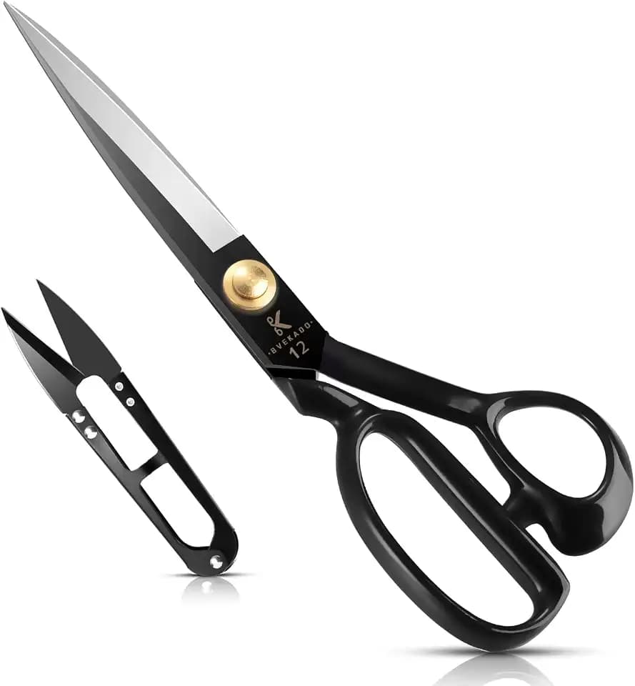 Professional Fabric Scissors 12 Inch, Heavy Duty Sewing Scissors (Black)