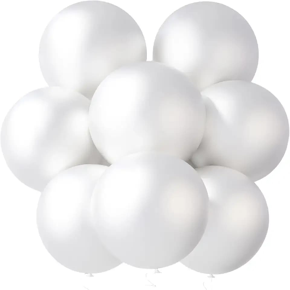 LOVESTOWN 18 Inch Pearl White Large Balloons, 15 PCS Pearl White Big Latex