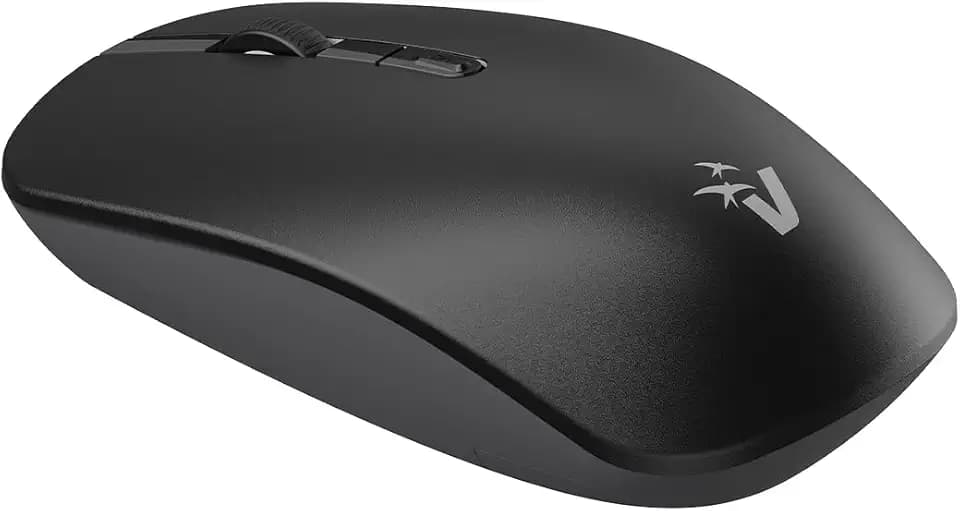 VulTech MW-10 kabellose optische Maus, leise, 1600 DPI, kabellos, 2,4 GHz, 3 Tasten + Scrollrad + DPI-Schalter, beidhändig, kompatibel mit Notebook/PC/MacBook/Linux – Schwarz