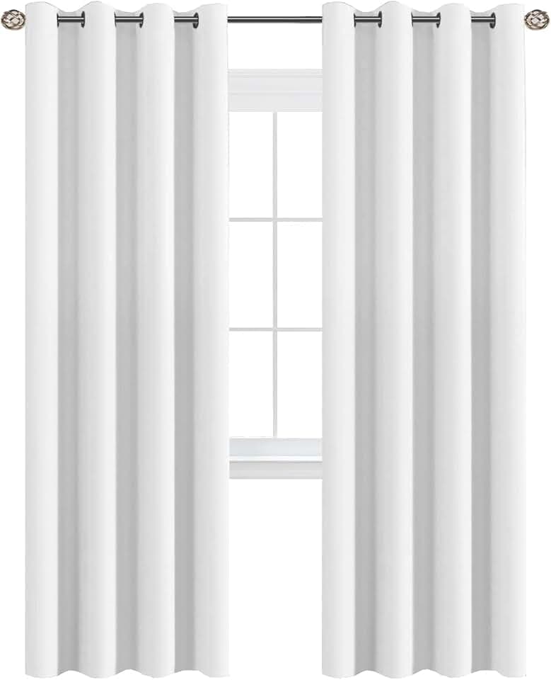 H.VERSAILTEX White Curtains for Living Room Pure White Curtain 96 inches Long Thermal Insulated Window Treatment Panel/Drape for Bedroom, White, One Panel, Grommet Top, 52" W x 90" L
